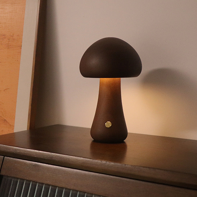 Wooden Mushroom LED Night Light for Bedroom