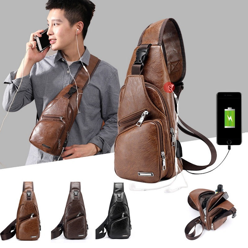 Men’s USB Charging Crossbody Shoulder Travel Bag