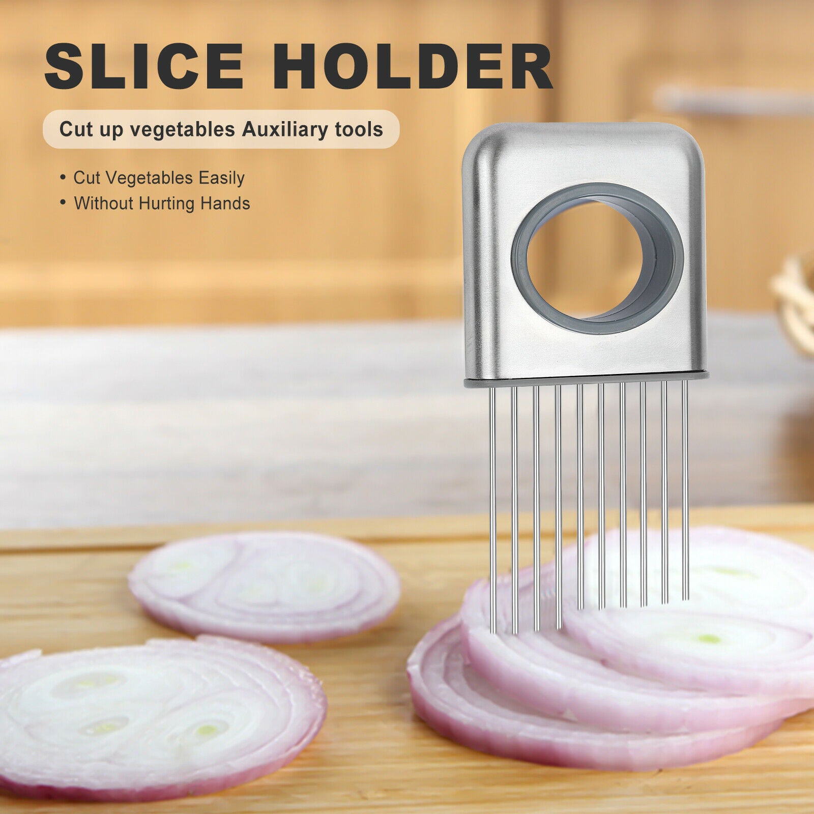 Stainless Steel Onion Holder Vegetable Slicer Tool