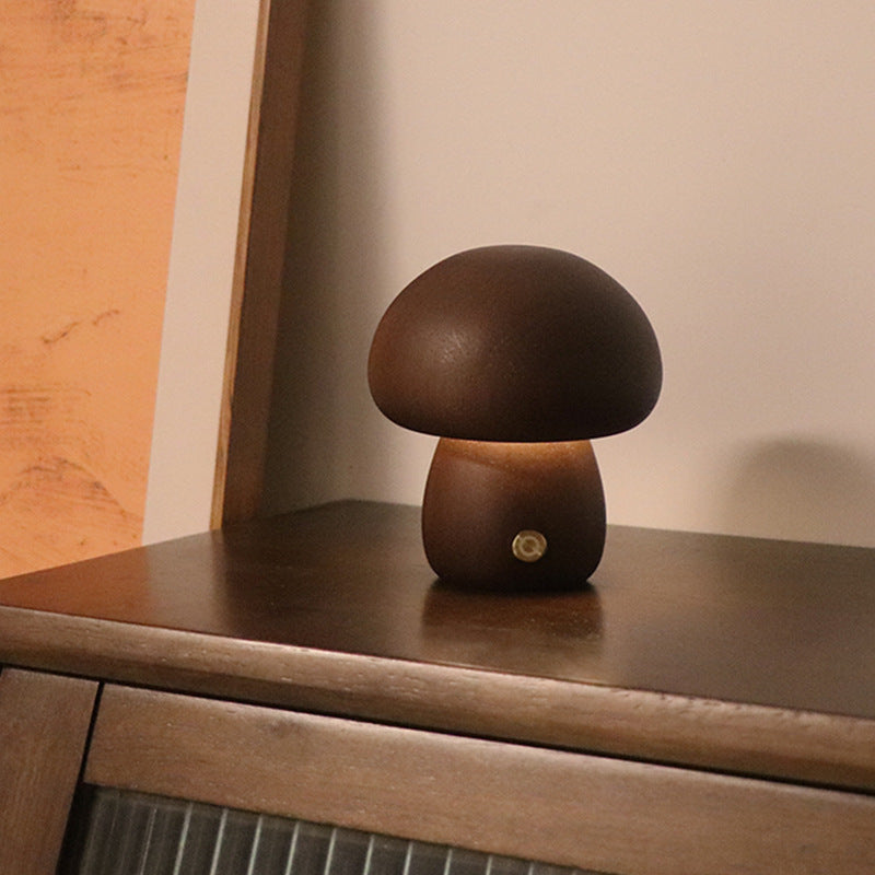Wooden Mushroom LED Night Light for Bedroom