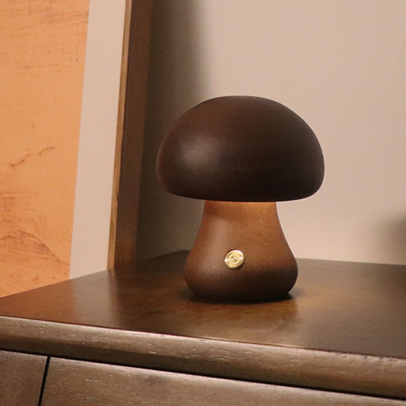Wooden Mushroom LED Night Light for Bedroom