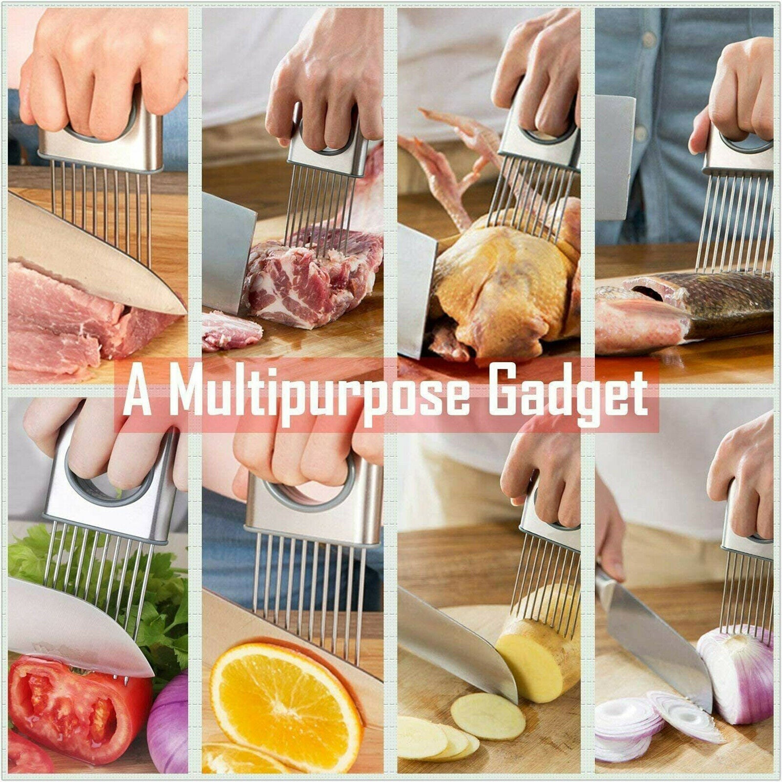 Stainless Steel Onion Holder Vegetable Slicer Tool