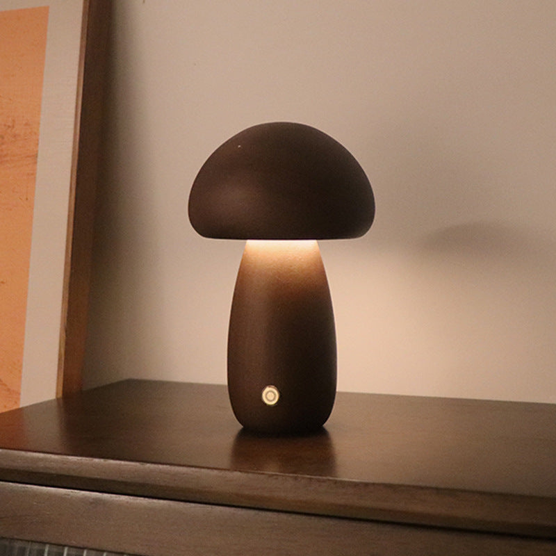 Wooden Mushroom LED Night Light for Bedroom